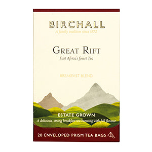 BIRCHALL GREAT RIFT BREAKFAST BLEND TAG & ENVELOPE PRISM TEA BAGS (20 bags)