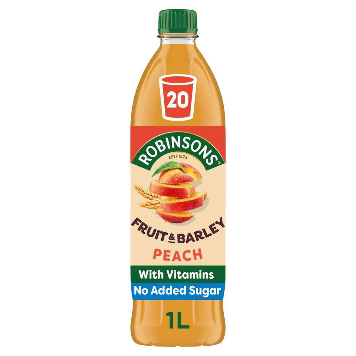 ROBINSONS NO ADDED SUGAR FRUIT & BARLEY PEACH SQUASH (1 Litre)