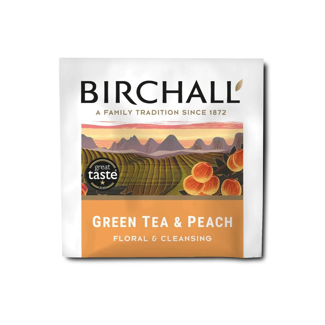 BIRCHALL GREEN TEA & PEACH PLANT BASED ENVELOPED PRISM (200 TEA BAGS) x 1
