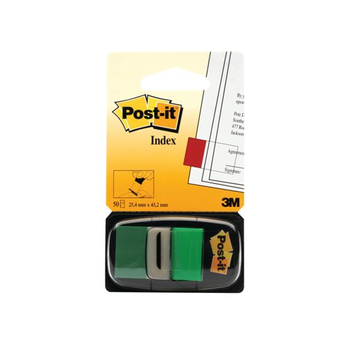 POST-IT INDEX TABS 25MM GREEN (600 PACK) 680-3