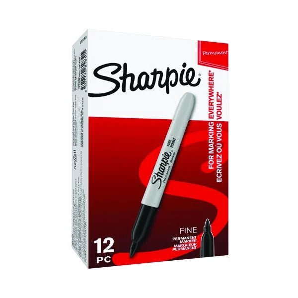 SHARPIE PERMANENT MARKER FINE BLACK (PACK OF 12) S0810930