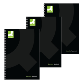 Q-CONNECT HARDBACK WIREBOUND BOOK A5 BLACK (PACK OF 3) KF03728