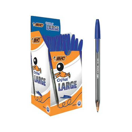 BIC CRISTAL LARGE BALLPOINT PEN 1.6MM BLUE (PACK OF 50) 880656