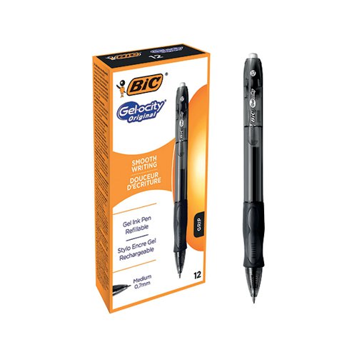 BIC GEL-OCITY ORIGINAL GEL PEN MEDIUM BLACK (PACK OF 12) 829157