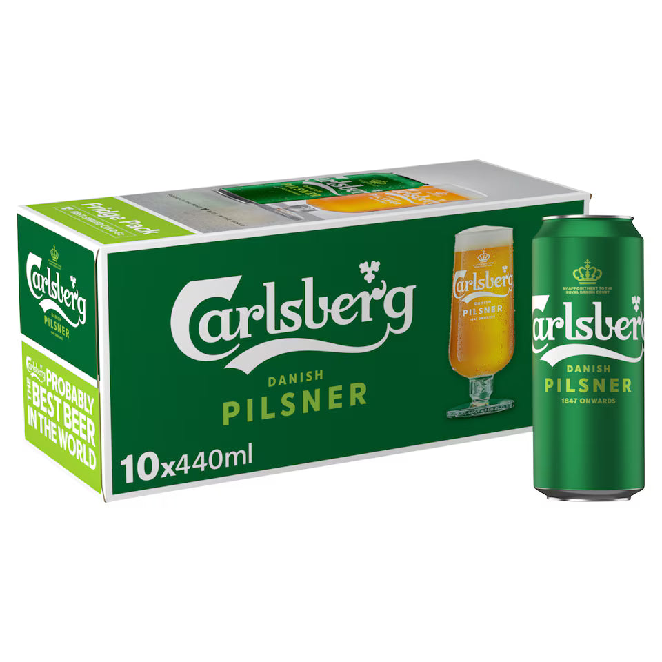 CARLSBERG PILSNER DANISH LAGER BEER CANS 10X440ML