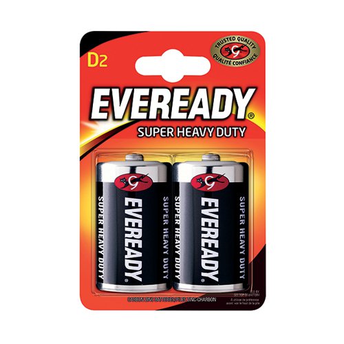 EVEREADY SUPER HEAVY DUTY SIZE D BATTERIES (PACK OF 2) R20B2UP
