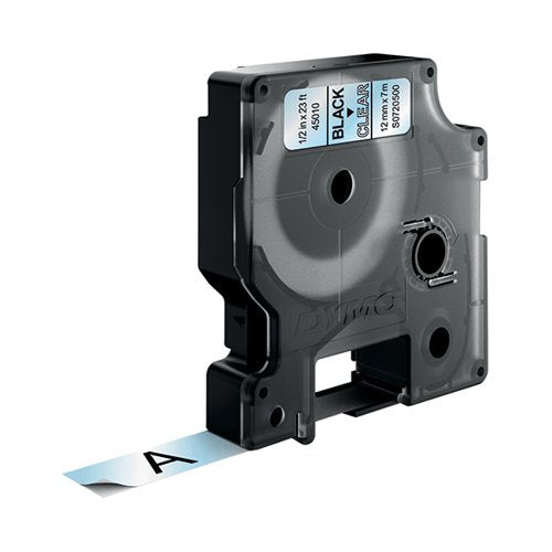 DYMO 45010 D1 LABELMAKER TAPE 12MM X 7M BLACK ON CLEAR S0720500