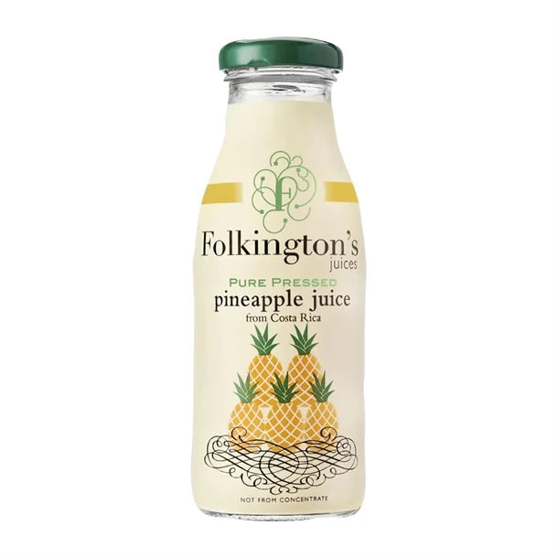 FOLKINGTONS PINEAPPLE GLASS BOTTLES (250ml) x 12