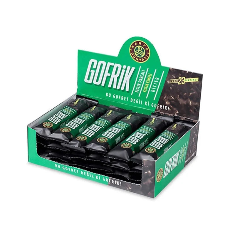 GOFRiK BITTER DARK CHOCOLATE WITH PISTACHIO BARS (Box of 24)