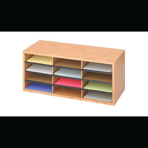 12 COMPARTMENT LITERATURE ORGANISER 740X302X310MM BEECH 9401MO