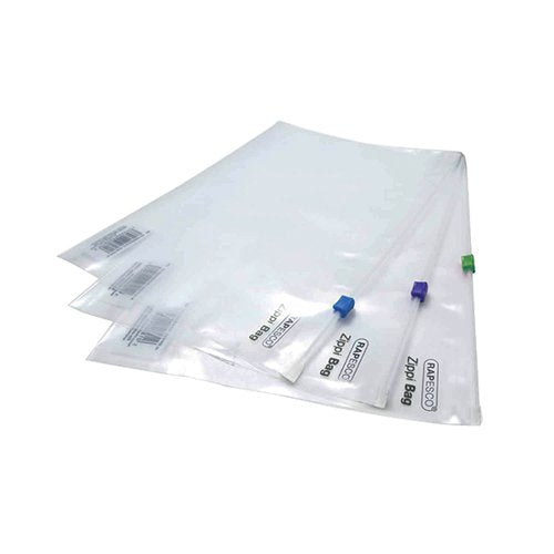 RAPESCO ZIPPI BAGS PLASTIC ZIP A4 PLUS CLEAR (25 PACK) 0796