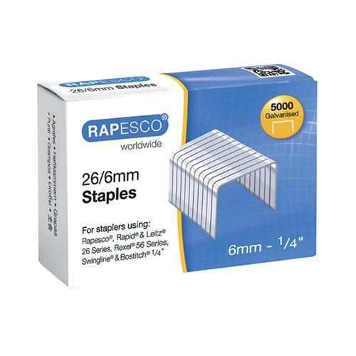 RAPESCO 26/6MM STAPLES GALVANISED CHISEL POINT (5000 PACK) S11662Z3
