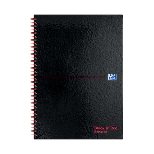 BLACK N' RED WIREBOUND RECYCLED RULED HARDBACK NOTEBOOK A4 (PACK OF 5) 100080189