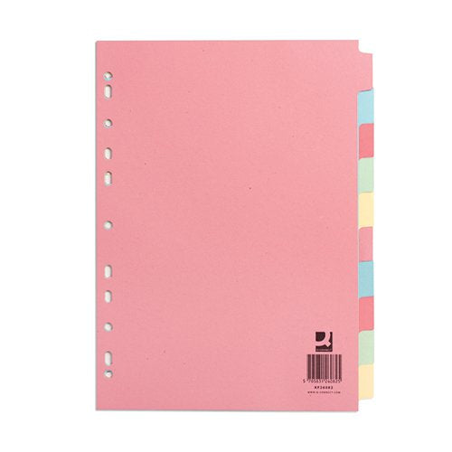 Q-CONNECT 10-PART SUBJECT DIVIDER MULTI-PUNCHED A4 KF26082