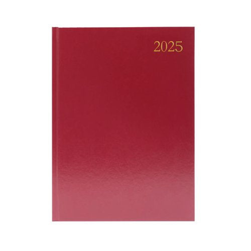 DESK DIARY DAY PER PAGE A4 BURGUNDY 2025