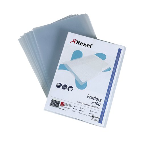 REXEL SUPERFINE CUT FLUSH FOLDER A4 CLEAR (PACK OF 100) 12175