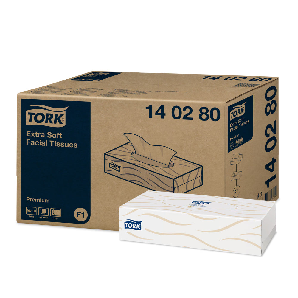 TORK 2 PLY EXTRA SOFT FACIAL TISSUES (100) x 30