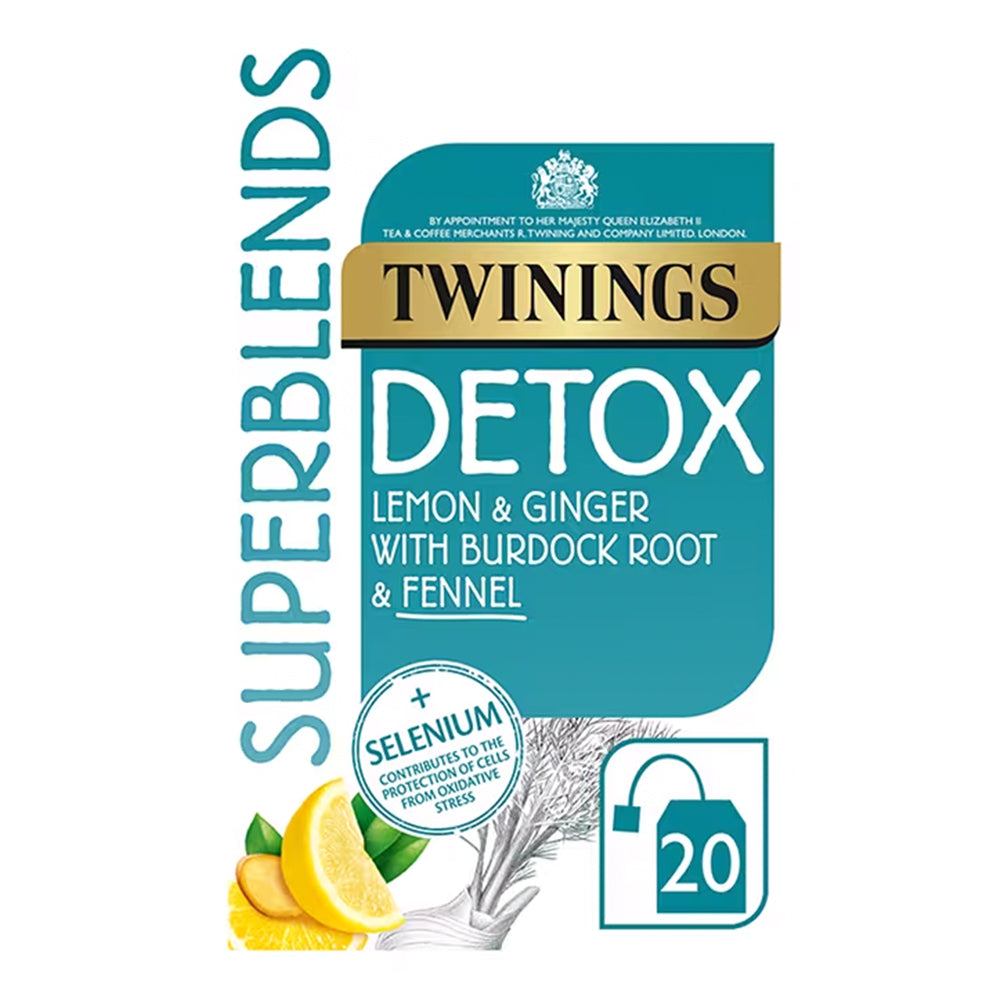 TWININGS SUPERBLEND DETOX ENVELOPED TEA BAGS (20 bags) x 4