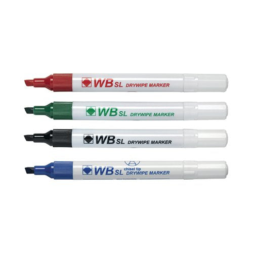 ASSORTED WHITEBOARD MARKERS CHISEL TIP (PACK OF 4) WX26038