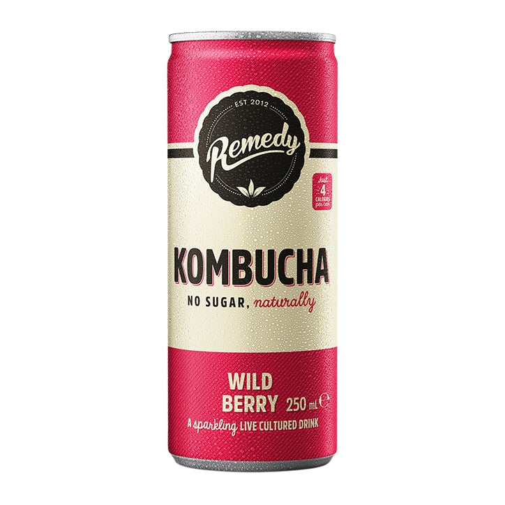REMEDY DRINKS KOMBUCHA WILD BERRY CANS (250ml) x 12