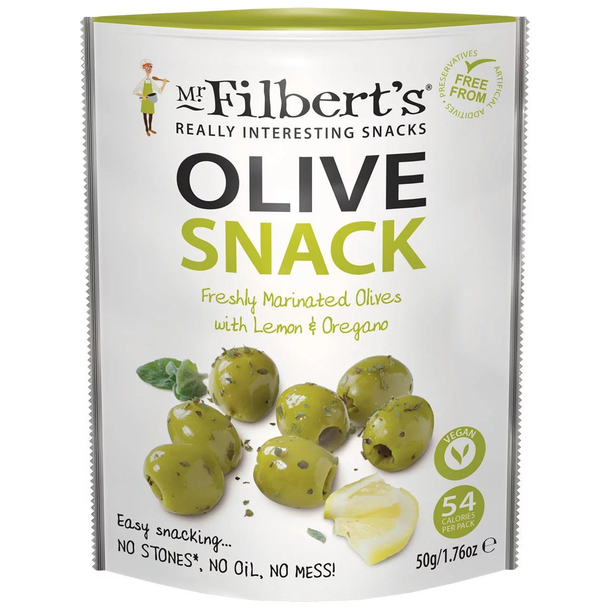 MR FILBERTS GREEN OLIVES LEMON & OREGANO (50g) x 12