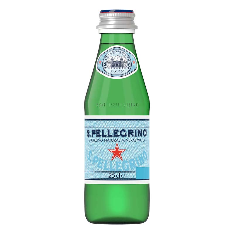 SAN PELLEGRINO MINERAL WATER SPARKLING - GREEN GLASS BOTTLES (250ml) x 24