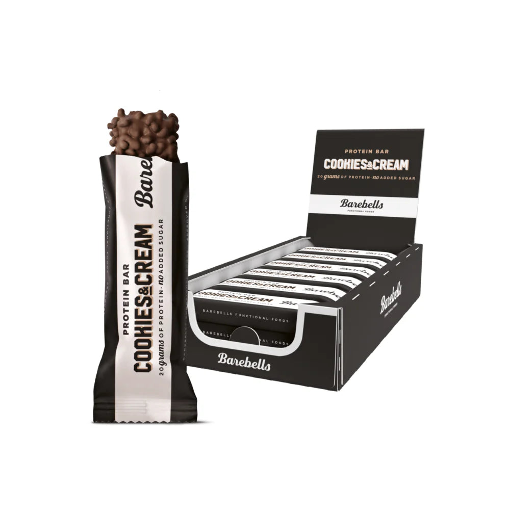 BAREBELLS COOKIES AND CREAM PROTEIN BARS (55g) x 12