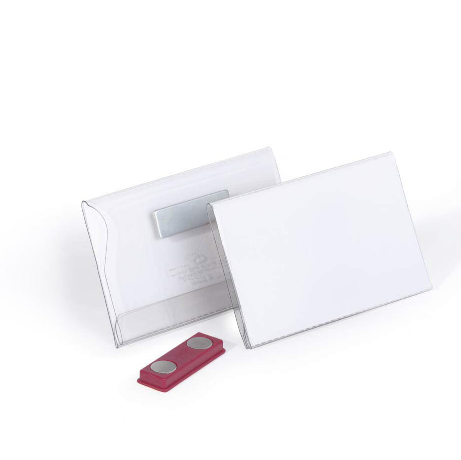 DURABLE CONFERENCE MAGNET NAME TAG BADGE HOLDERS + INSERTS 54X90MM (PACK OF 25) 8117/19