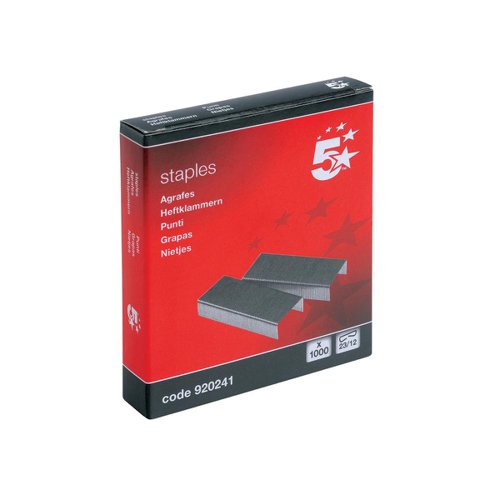 5 STAR OFFICE STAPLES 23/12 (PACK OF 1000)