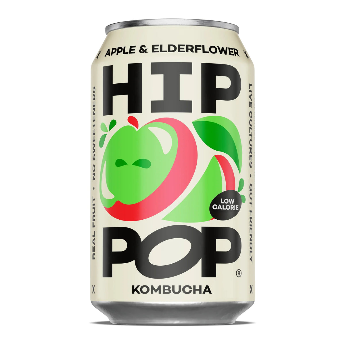 HIP POP APPLE & ELDERFLOWER KOMBUCHA CANS (330ml) x 12