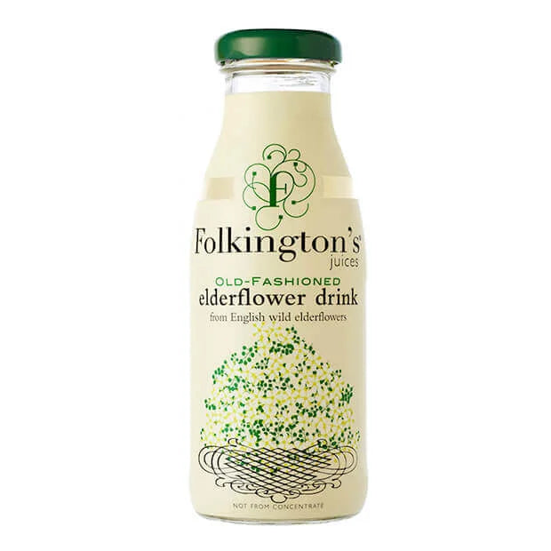 FOLKINGTONS ELDERFLOWER GLASS BOTTLES (250ml) x 12