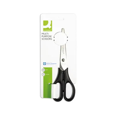 Q-CONNECT ERGONOMIC ALL PURPOSE SCISSORS 170MM STAINLESS STEEL BLADES BLACK HANDLE CKF01228