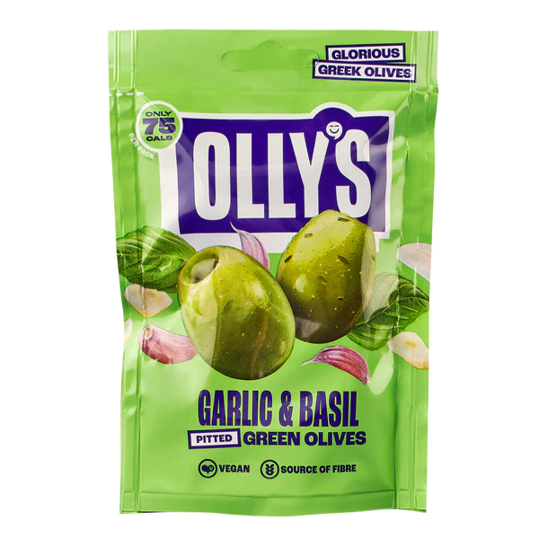 OLLY'S GARLIC & BASIL OLIVES (50g) x 12