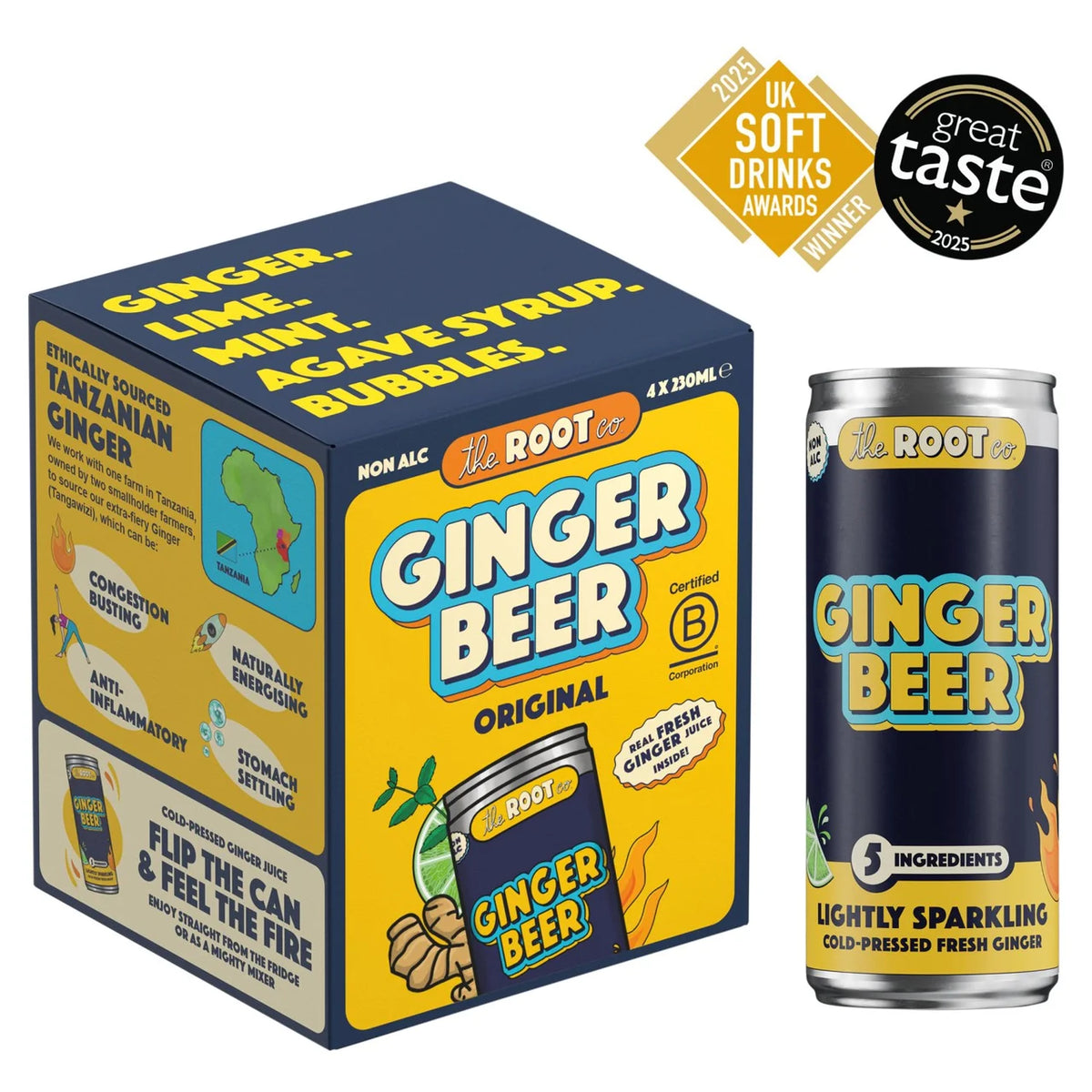 THE ROOT CO. ORIGINAL GINGER BEER (230ml) x 4