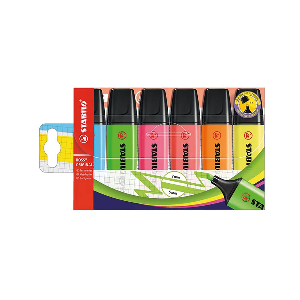 STABILO BOSS ORIGINAL HIGHLIGHTER WALLET ASSORTED (PACK OF 6) 70/6