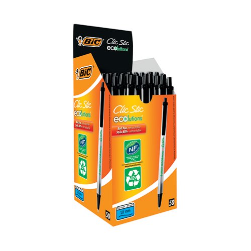 BIC ECOLUTIONS CLIC STICK BLACK (PACK OF 50) 8806872