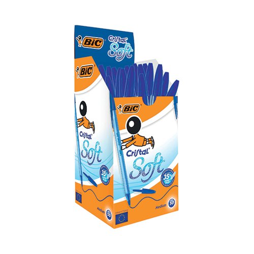 BIC CRISTAL SOFT BALLPOINT PEN MEDIUM BLUE (50 PACK) 951434