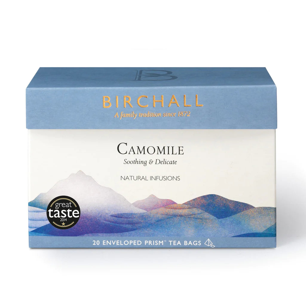 BIRCHALL CAMOMILE TAG & ENVELOPE PRISM TEA BAGS (20 bags)