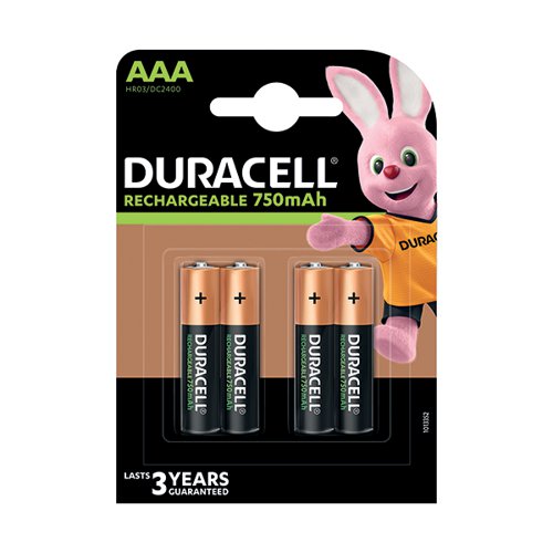 DURACELL STAY CHARGED RECHARGEABLE AAA NIMH 750MAH BATTERIES (PACK OF 4) 81364750