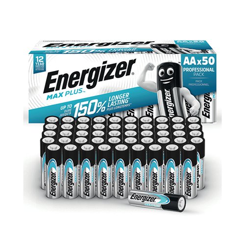 ENERGIZER MAX PLUS AA ALKALINE BATTERIES (PACK OF 50) E303865500
