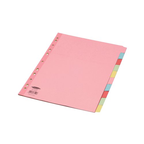 CONCORD REINFORCED DIVIDER 10-PART A4 160GSM PASTEL COLOURS 77199