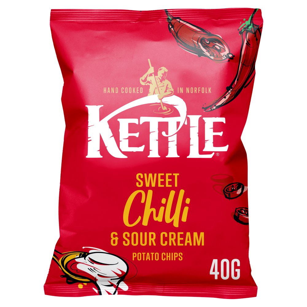 KETTLE CHIPS SWEET CHILLI & SOUR CREAM (40g) x 18