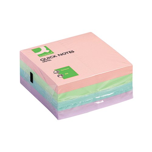 Q-CONNECT QUICK NOTE CUBE 76 X 76MM PASTEL KF01347
