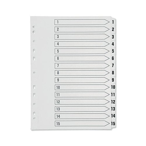 Q-CONNECT 1-15 INDEX MULTI-PUNCHED POLYPROPYLENE WHITE A4 KF01355