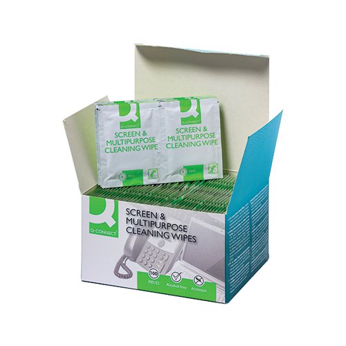 Q-CONNECT SCREEN & MULTI-PURPOSE WIPES (100 PACK) KF04503