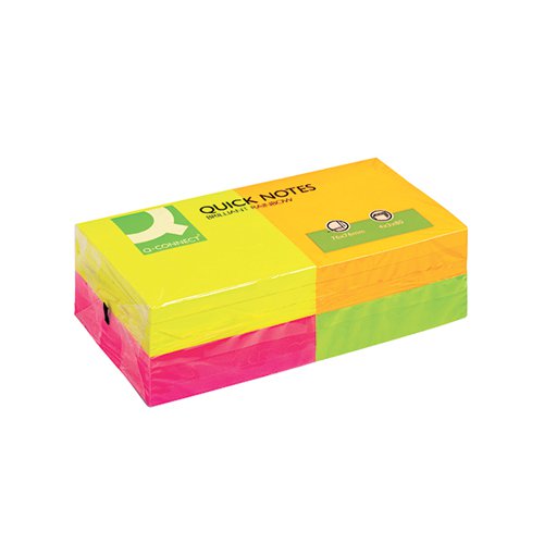 Q-CONNECT QUICK NOTES 76 X 76MM NEON (12 PACK) KF10508