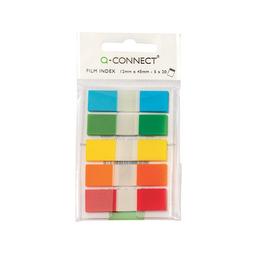 Q-CONNECT PAGE MARKERS 1/2 INCH ASSORTED (100 PACK) KF14966