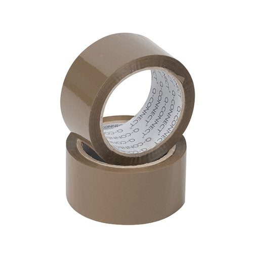 Q-CONNECT POLYPROPYLENE PACKAGING TAPE 50MMX66M BROWN (6 PACK) KF27010