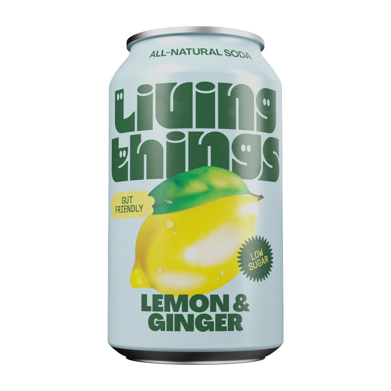 LIVING THINGS PREBIOTIC LEMON & GINGER SODA (330ml) x 12