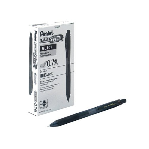PENTEL ENERGEL X RETRACTABLE GEL PEN MEDIUM BLACK (PACK OF 12) BL107-AX
